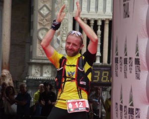 Marco Zanchi all'arrivo della 1° Orobie Ultra Trail