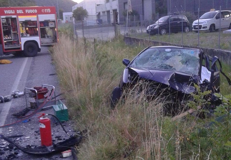 La Polo coinvolta nell'incidente a Colzate